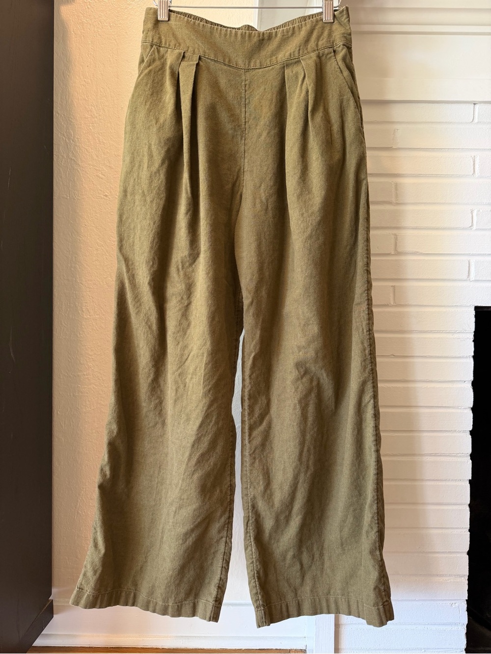 Abercrombie & Fitch Olive Green Linen Blend Wide Leg Pants Size Small